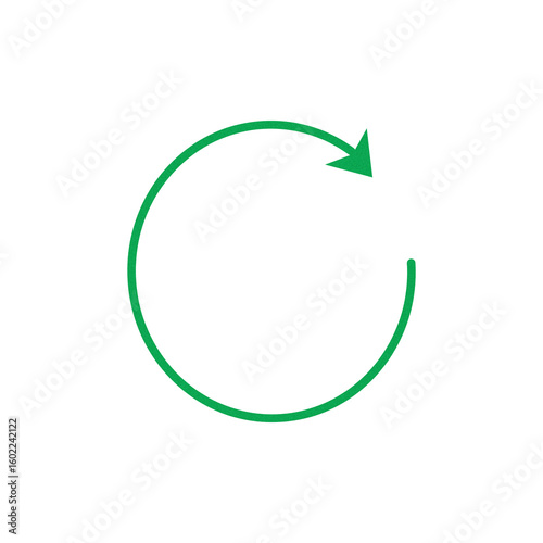 Glowing green circular arrow on black background