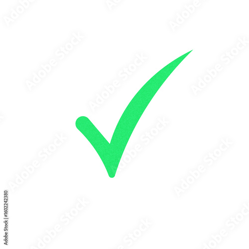 Bright green check mark on a black background