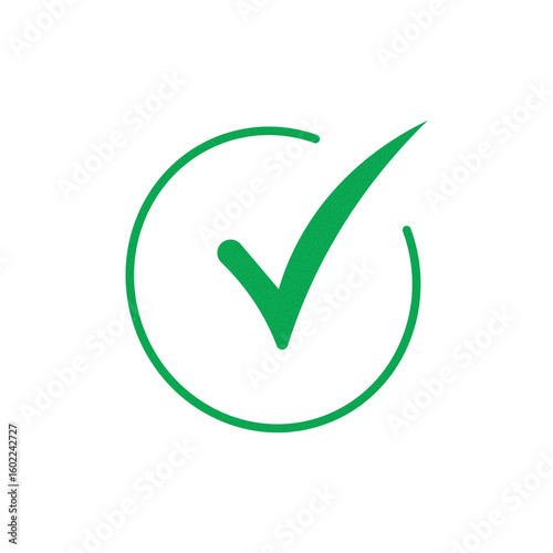 Green check mark inside a circle on a black background