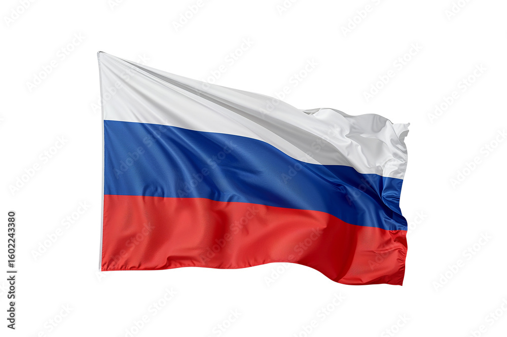 Naklejka premium Russian flag, national symbol of country Russia, patriotism, international relations, flag waving.