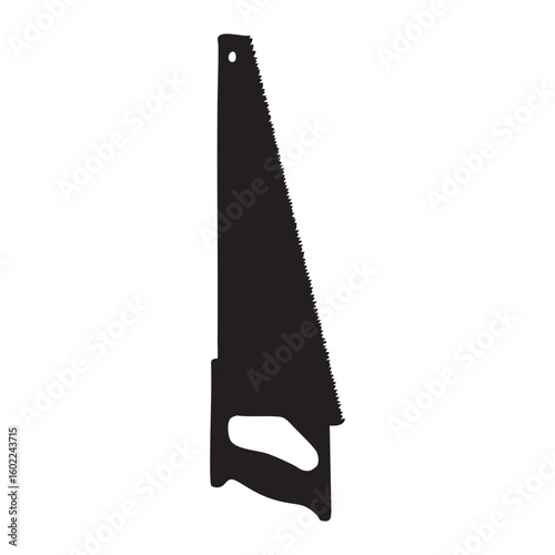 silhouette of a hand saw vector art isolated on white background