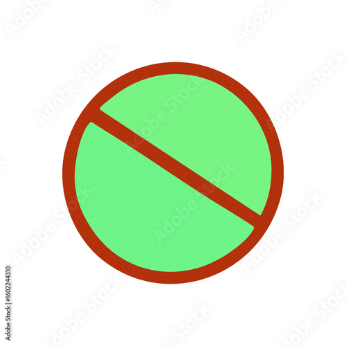 Green circle with red diagonal line symbol