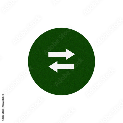 Green circle with two opposing arrows symbol