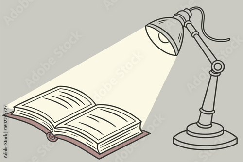 Open book illuminated by a desk lamp, creating a cozy atmosphere for reading and studying during the evening or late night hours