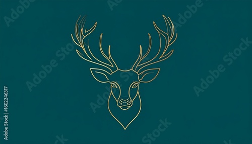 Golden Line Art Reindeer Vector