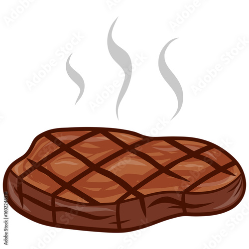 Steak Grilled Meat Barbecue Vector Illustration