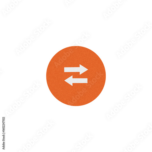 Orange circle with two white arrows indicating exchange