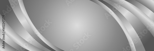 Abstract silver metallic background with smooth curves. Elegant luxury banner design for websites, headers, sale templates, business ads, awards, events, and more