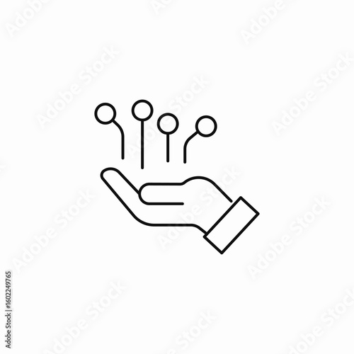 hand holding circuits icon sign vector