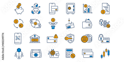 Line Icon set for finance, digital  payment, mobile card pay solutions with smart phone crypto wallets or staking apps. Editable vector for bank, p2p transfer. Use for electronic money illustration.