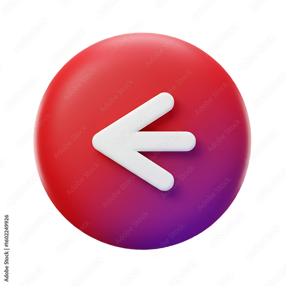 Glossy 3D Arrow Button Left Directional Sign Shape Icon with Gradient Glossy 3D Arrow Button Left Directional Sign Shape Icon with Gradient