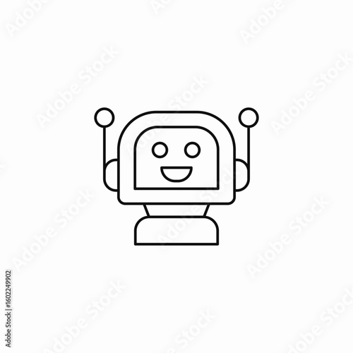 happy robot head antennae icon sign vector