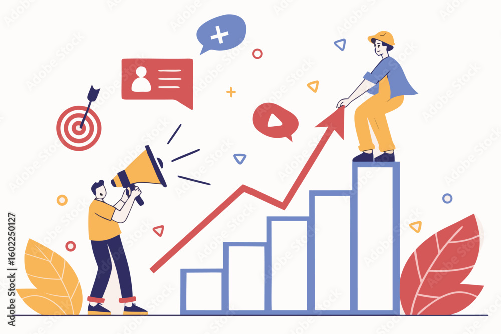 Obraz premium Creative team working together to boost online presence and engagement through strategic planning and data analysis during a brainstorming session