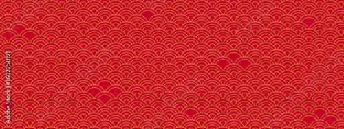 Red pattern for Japanese and Chinese seamless gold line art design with motif or bg. Ideal for abstract or traditional texture and cultural backdrop elements.