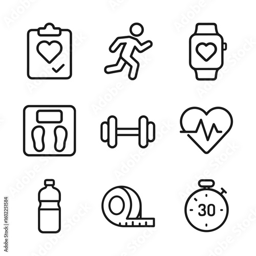 Wallpaper Mural Physical activity and recreation icons. Outline symbols. Line design Torontodigital.ca