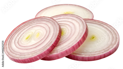 sliced red onion cutting isolated on transparent background