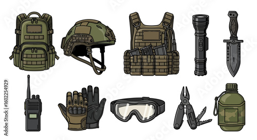 Military Tactical Gear Collection for Survival and Combat