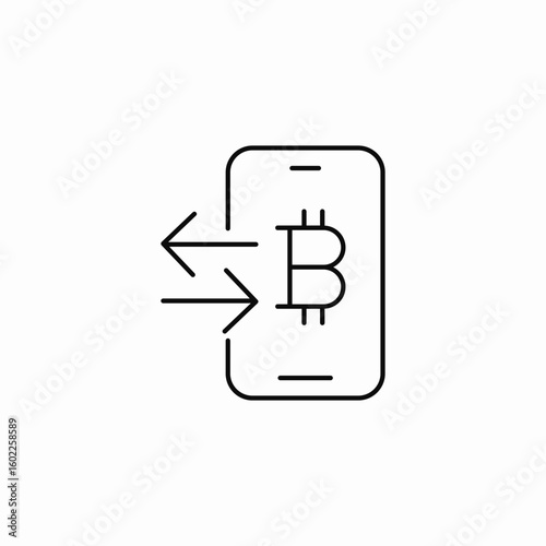 mobile bitcoin transaction icon sign vector