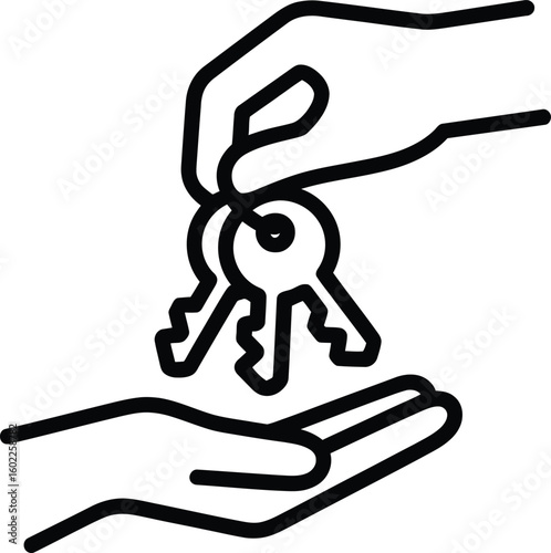 Hand passing a set of keys to another open hand
