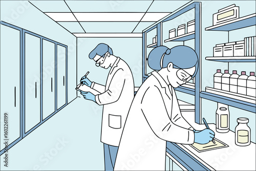 Scientists conduct experiments in a laboratory setting during daylight, focusing on research and analysis with lab equipment and materials nearby