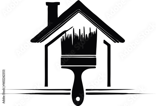 Brush and house graphic illustrating home renovation and painting projects for DIY enthusiasts