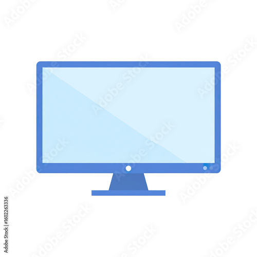 Blue computer monitor flat screen technology device digital display modern design electronic gadget desktop accessory technology equipment screen reflection minimalistic style