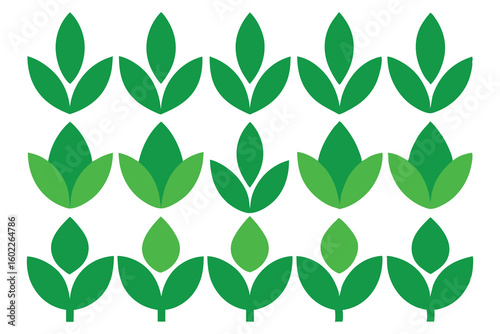 Vector art of a repeating pattern of fresh green leaves symbolizing nature and growth