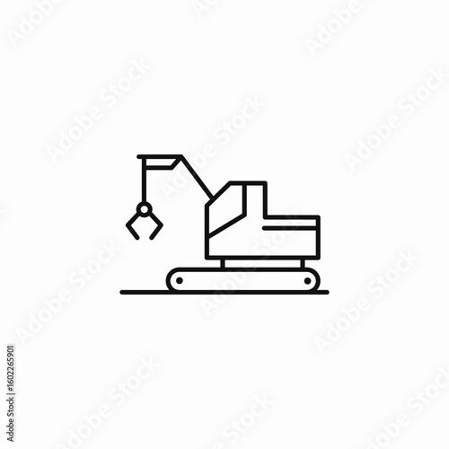crawler crane grab icon sign vector