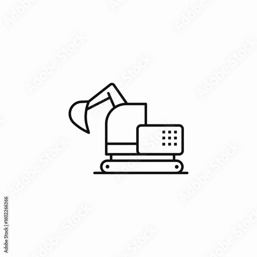 heavy excavator vehicle icon sign vector