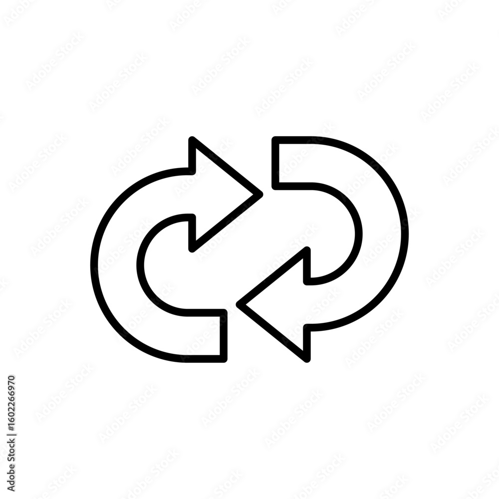 Repeat Arrows Icon – Synchronize, Refresh, Loop, Recycle Symbol – Black Line Vector Repeat Arrows Icon – Synchronize, Refresh, Loop, Recycle Symbol – Black Line Vector