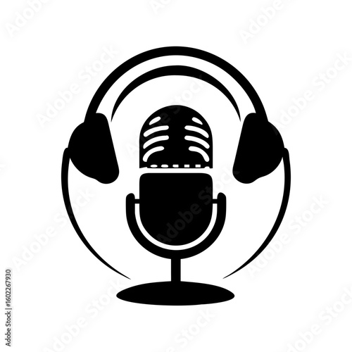 A graphic depiction of podcasting equipment perfect for representing audio content