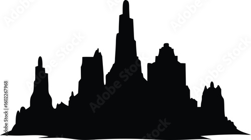 mono lake tufa towers silhouette vector