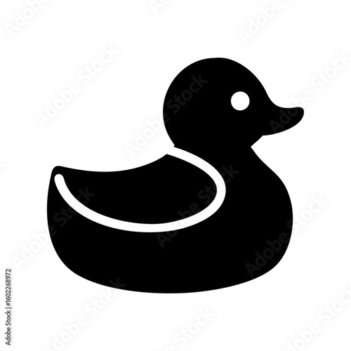 Simple silhouette of a rubber duck, classic children's toy, isolated on white