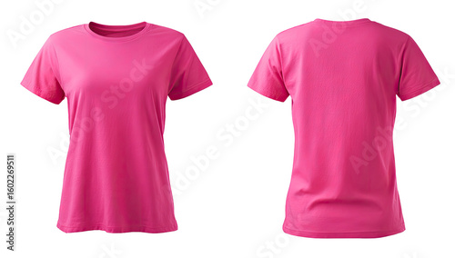 Pink Womens T Shirt Mockup on Transparent Background
