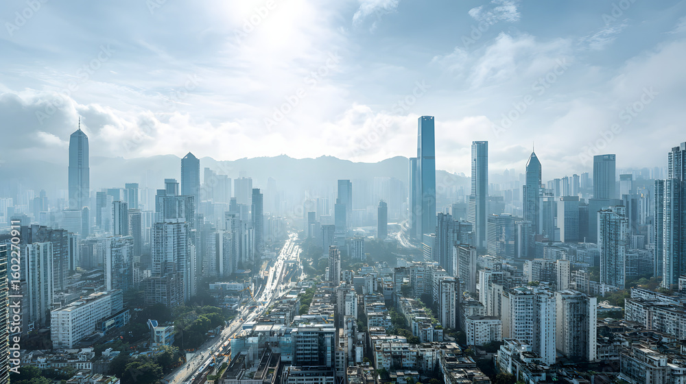 Fototapeta premium City Skyline with Residential Layers