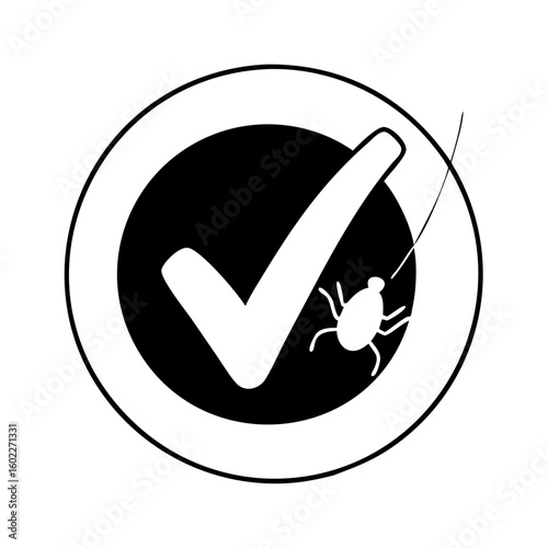 Pest control icon showing that the pest is successfully controlled and exterminated