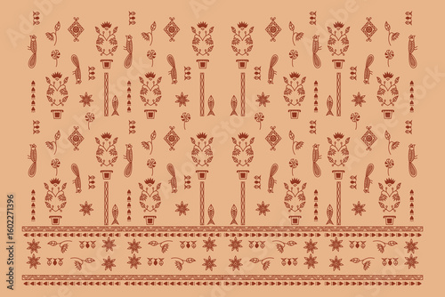 seamless pattern with elements, seamless navajo design, tribal motif, sharee design vector