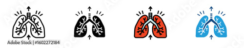 Lungs And Breathing  Icon Set Multiple Style Collection