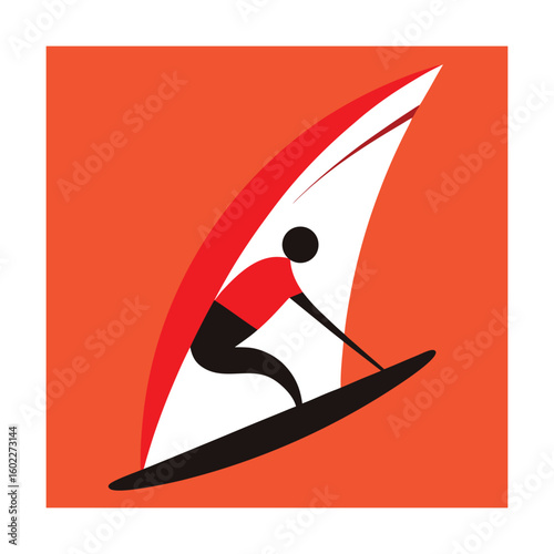 Surfer with red sail