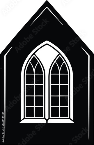  old church window silhouette vector