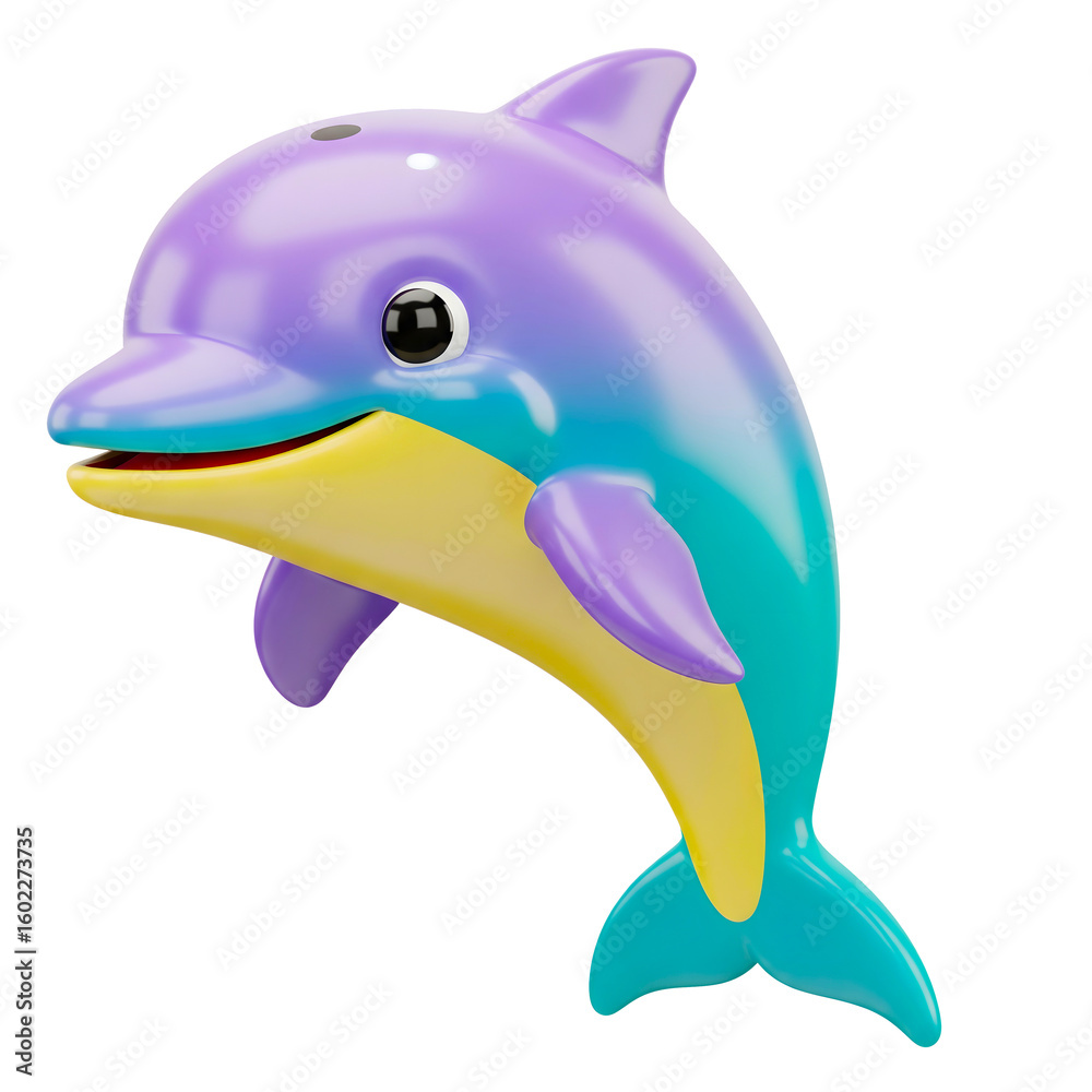 Fototapeta premium 3D Cartoon Dolphin and Whale Icons – Cute Colorful Sea Animal Illustrations for Kids and Ocean Themes