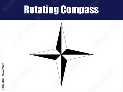 Elegant Compass Rose Spins in Seamless Minimalist Animation Loop. A sharp four-point compass with alternating tones rotates calmly, symbolizing precision, navigation, and clarity.