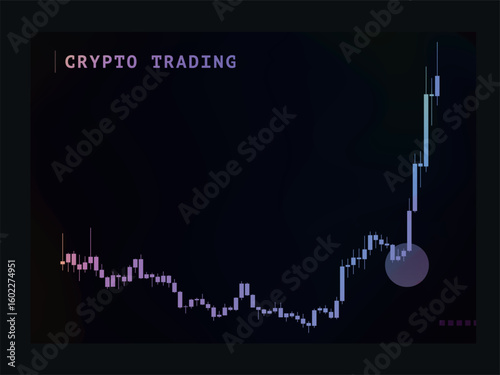 Chart with candlesticks, breakout bullish trend for trading stocks, crypto. Vector illustration for investing. Creative style for infographic, interface, presentation, web page, banner