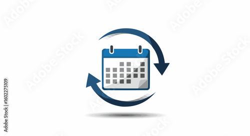 A stylized calendar icon with circular arrows, representing recurring events and scheduling.