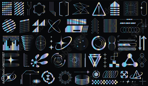 Futuristic Holographic UI Elements – Cyberpunk Tech Interface Icons and Symbols Set