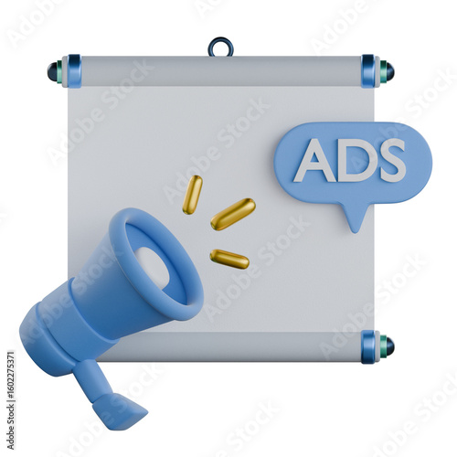 Ads banner 3d icon colorful style