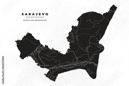 Sarajevo map vector poster flyer