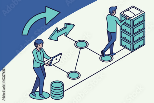 Data management and workflow processes involving remote work and organized filing systems in a digital environment