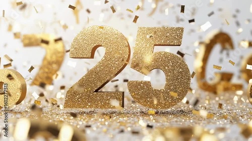Gold and Glittering Confetti Celebrating 25th Anniversary Occasion