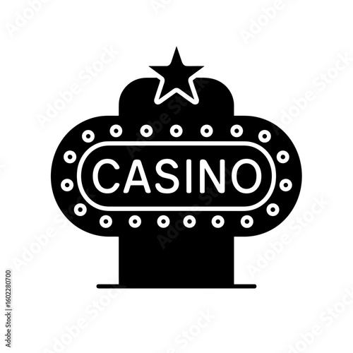 Casino entrance sign icon with solid black fill representing gaming venue marquee